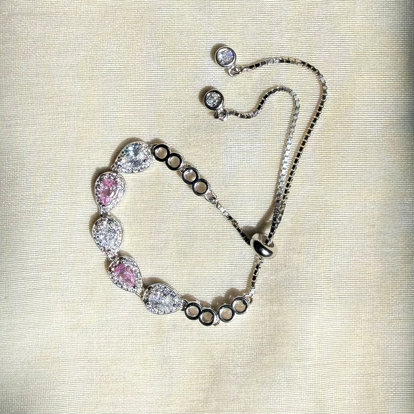 Whispering Pink adjustable bracelets in 925 Silver